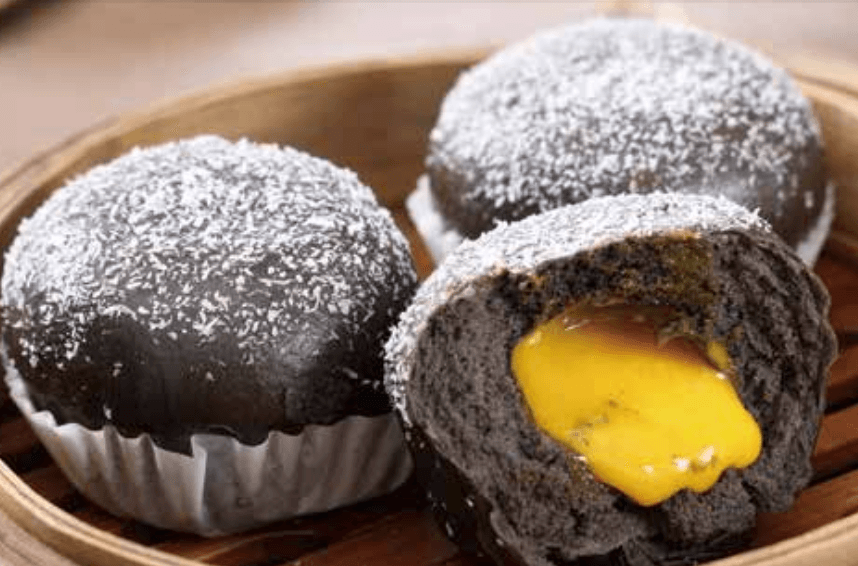 Black Gold Salted Egg Yolk Custard Bun